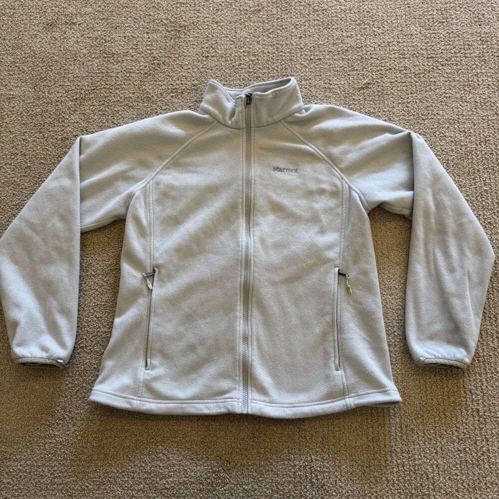 Marmot Full Zip Jacket Womens L Light Gray Outdoor Hiking Mock Neck